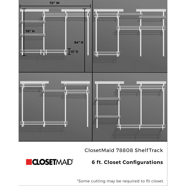 ClosetMaid ShelfTrack 48" W 72" W Closet System Starter Kit & Reviews